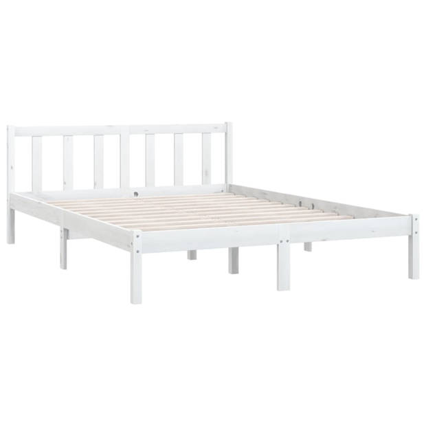 vidaXL Bedframe massief grenenhout wit 120x190 cm