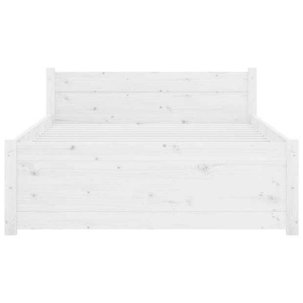 vidaXL Bedframe massief hout wit 75x190 cm