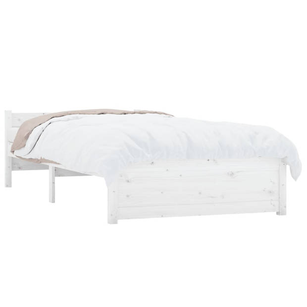 vidaXL Bedframe massief hout wit 75x190 cm