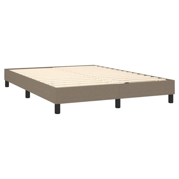 vidaXL Boxspring met matras en LED stof taupe 140x190 cm