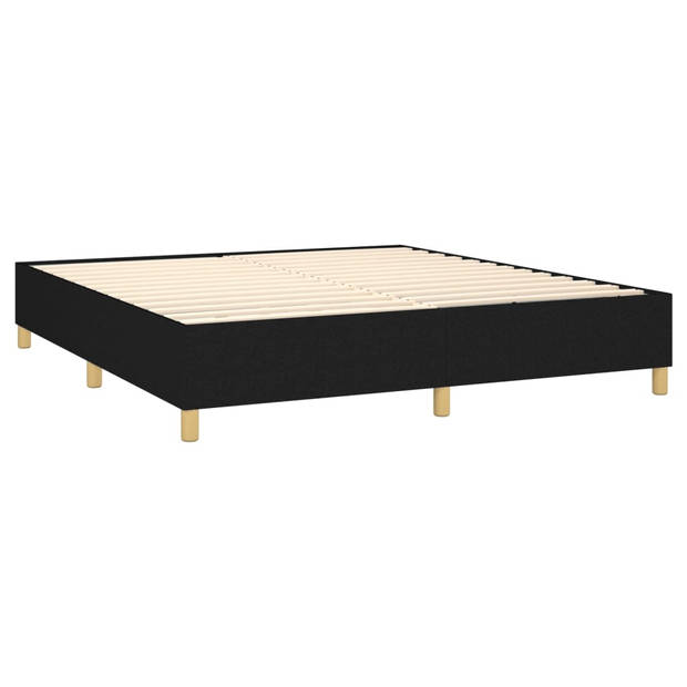 vidaXL Boxspring met matras en LED stof zwart 160x200 cm