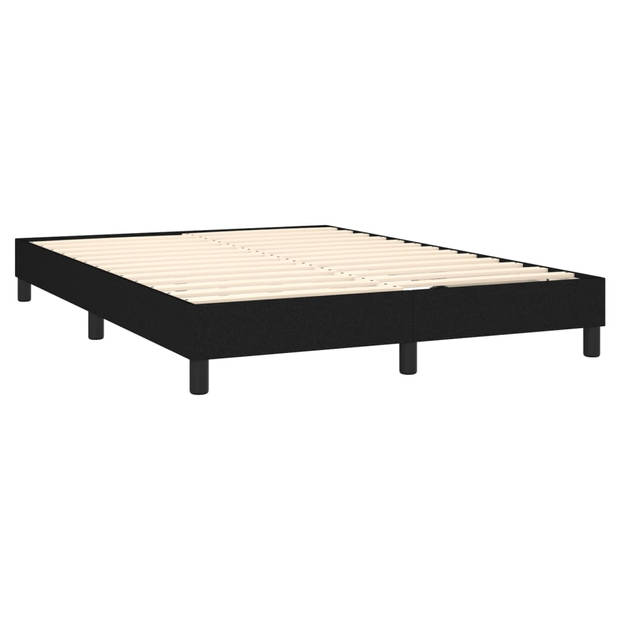 vidaXL Boxspring met matras stof zwart 140x190 cm