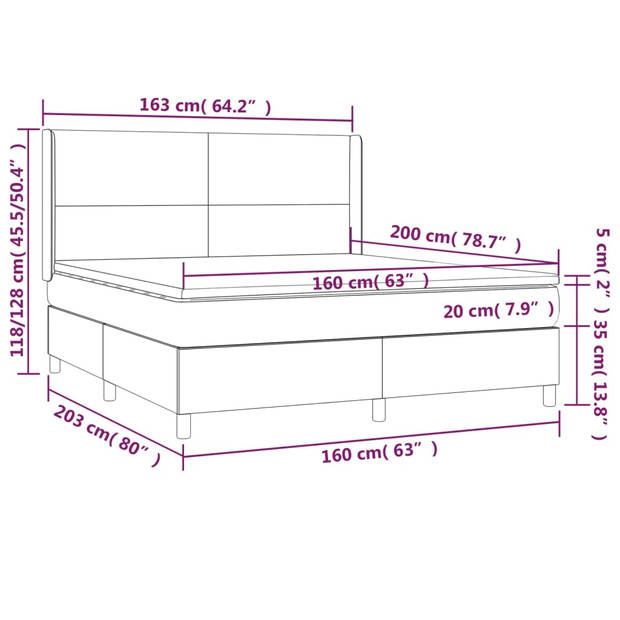 vidaXL Boxspring met matras en LED stof zwart 160x200 cm