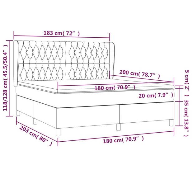 vidaXL Boxspring met matras fluweel donkerblauw 180x200 cm