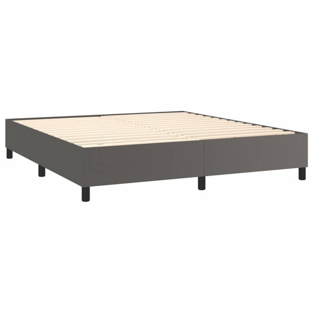 vidaXL Boxspring met matras kunstleer grijs 180x200 cm