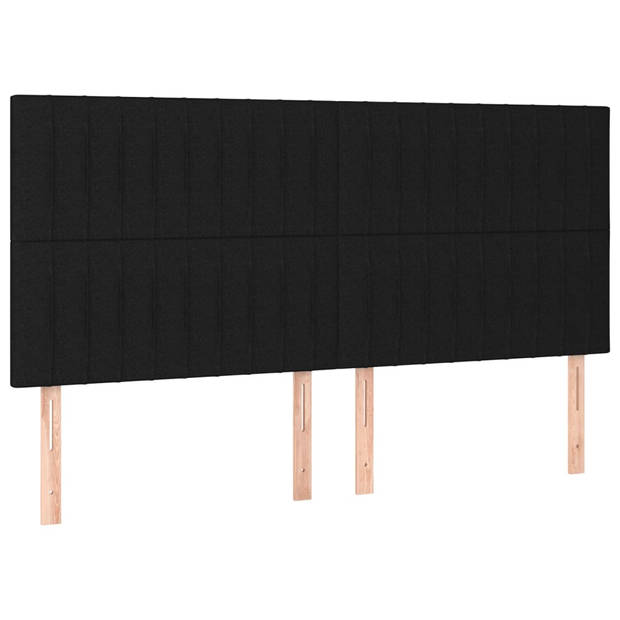The Living Store Hoofdeind Classic - Hoofdbord 160x118/128 cm - Zwart stof - verstelbare hoogte - comfortabele
