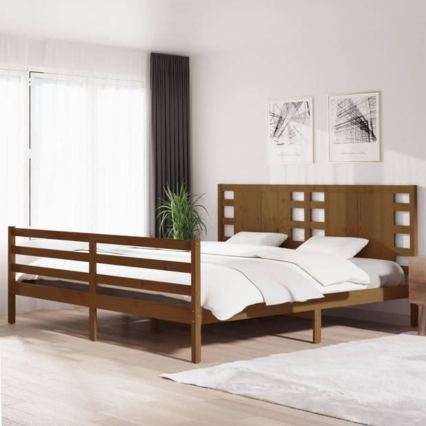 vidaXL Bedframe massief grenenhout honingbruin 200x200 cm