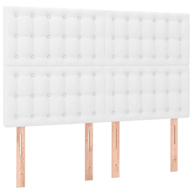 vidaXL Bedframe met hoofdbord kunstleer wit 140x190 cm