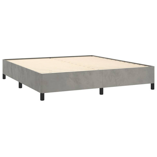 vidaXL Boxspring met matras fluweel lichtgrijs 180x200 cm