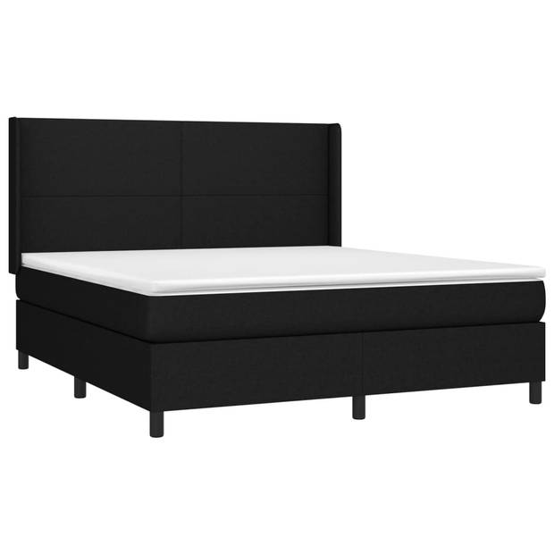 vidaXL Boxspring met matras en LED stof zwart 160x200 cm