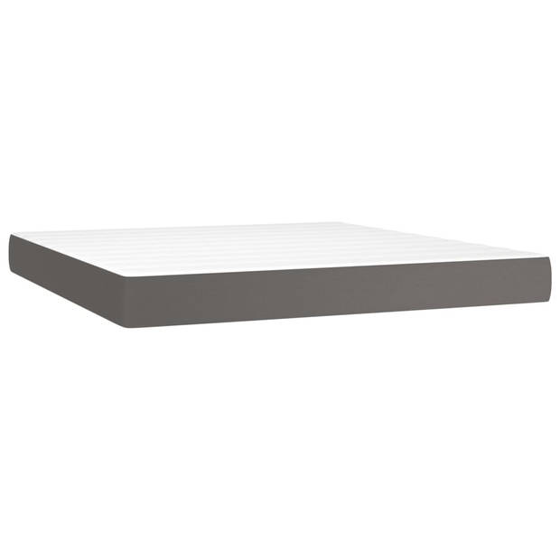 vidaXL Boxspring met matras en LED kunstleer grijs 180x200 cm