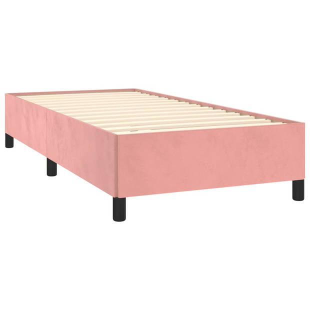 vidaXL Boxspring met matras fluweel roze 90x200 cm