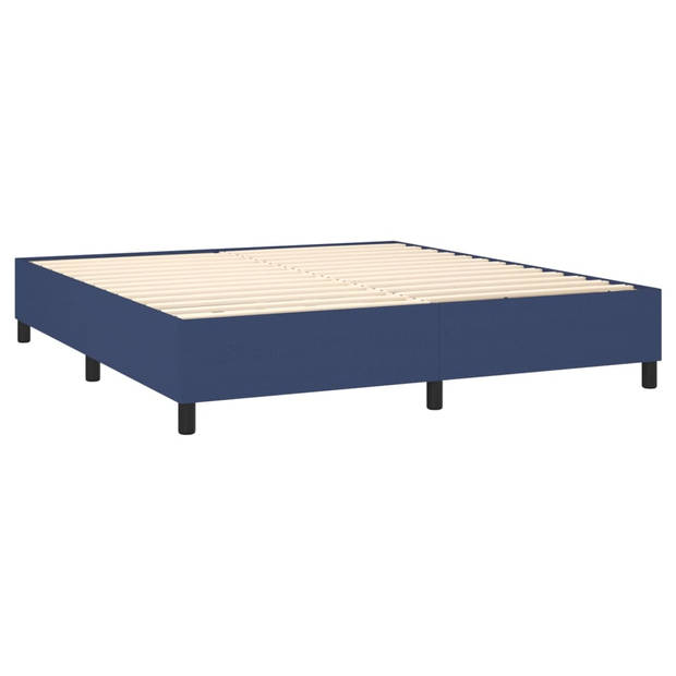 vidaXL Boxspring met matras stof blauw 180x200 cm