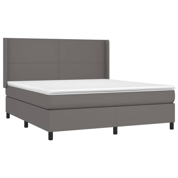 vidaXL Boxspring met matras en LED kunstleer grijs 180x200 cm