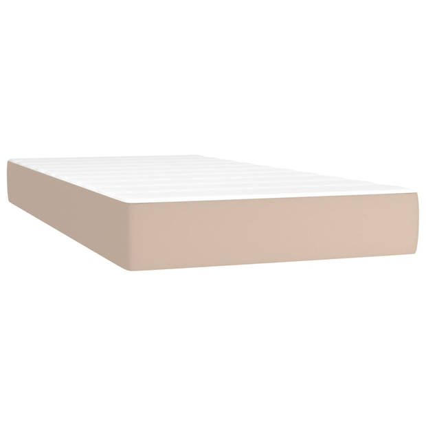 vidaXL Boxspring met matras kunstleer cappuccinokleurig 200x200 cm