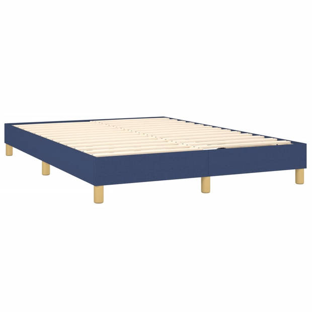 vidaXL Boxspring met matras stof blauw 140x190 cm