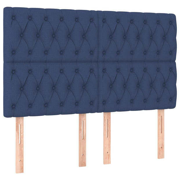 vidaXL Bedframe zonder matras stof blauw 140x190 cm