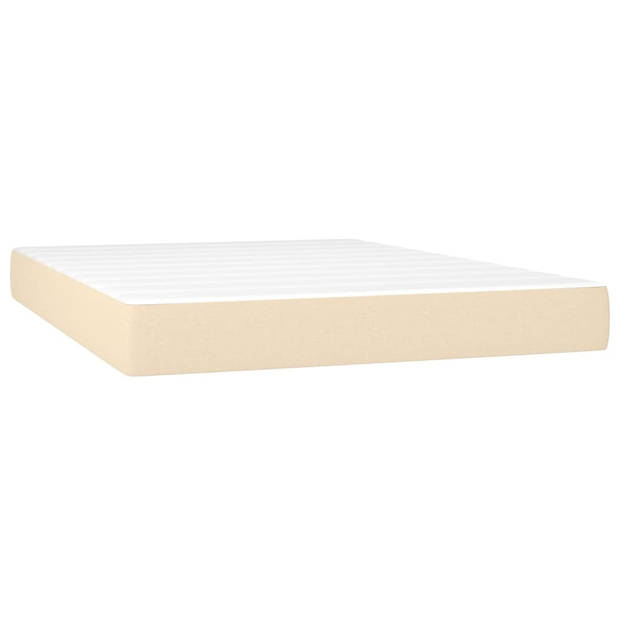 vidaXL Boxspring met matras stof crèmekleurig 140x190 cm