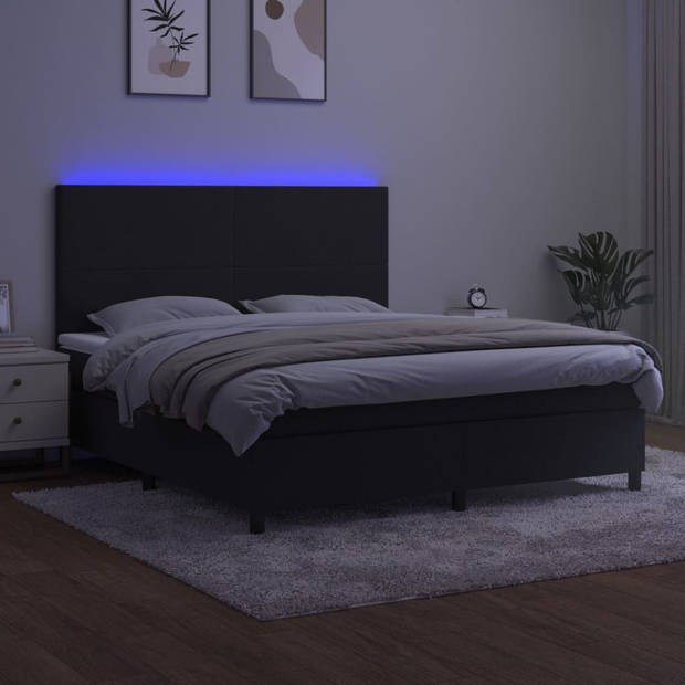 vidaXL Boxspring met matras en LED fluweel zwart 160x200 cm