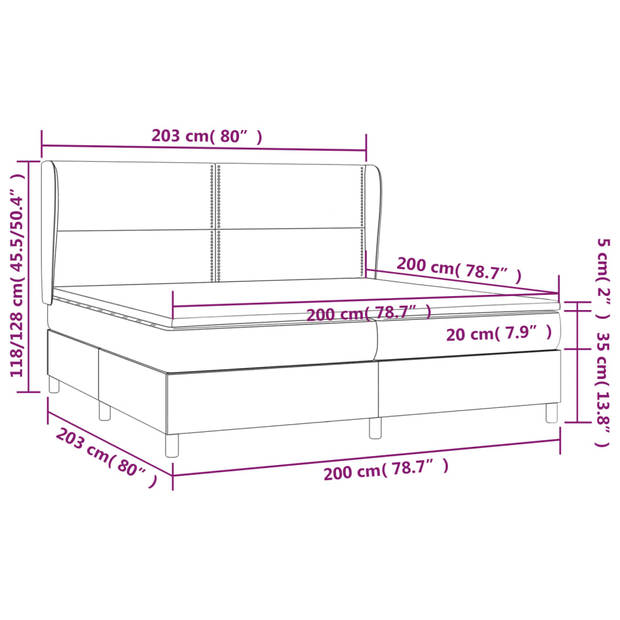 vidaXL Boxspring met matras fluweel roze 200x200 cm