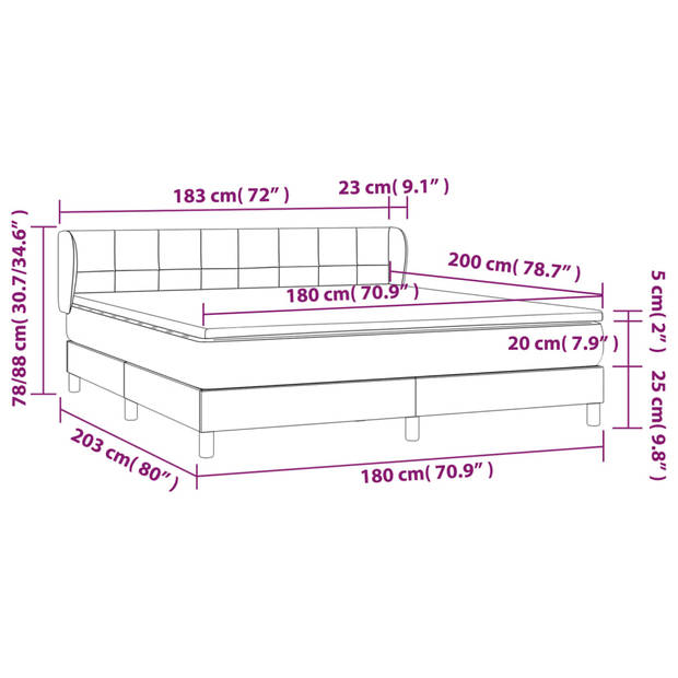 vidaXL Boxspring met matras fluweel donkergroen 180x200 cm