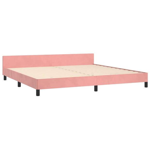 vidaXL Bedframe met hoofdeinde fluweel roze 200x200 cm