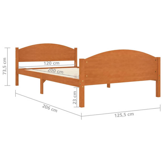 vidaXL Bedframe massief grenenhout honingbruin 120x200 cm