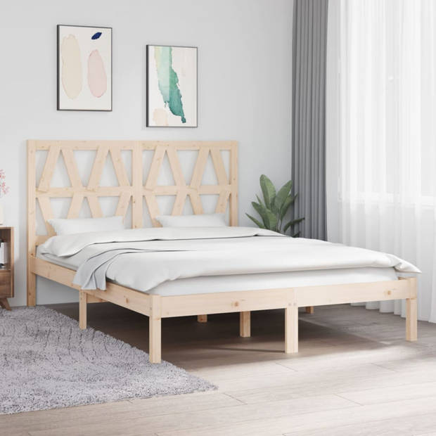 vidaXL Bedframe massief grenenhout 135x190 cm