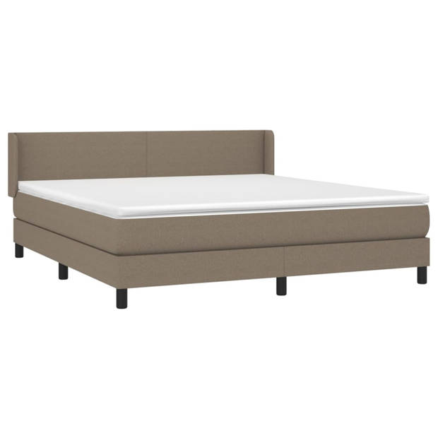 vidaXL Boxspring met matras stof taupe 180x200 cm