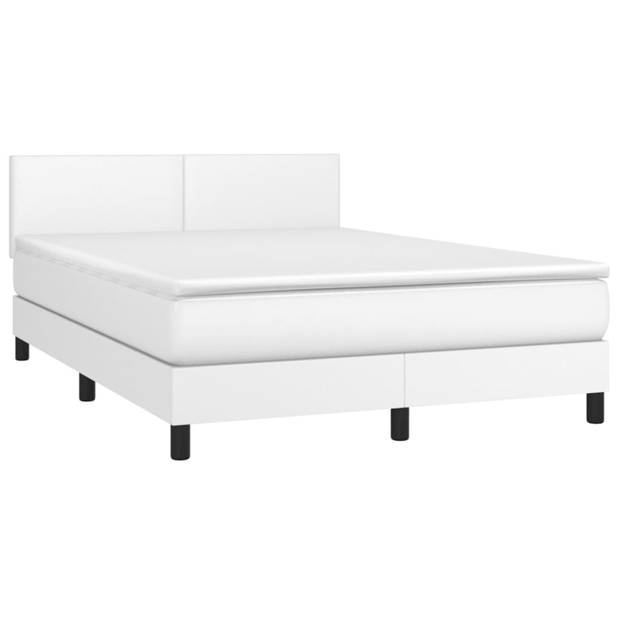 vidaXL Boxspring met matras kunstleer wit 140x200 cm