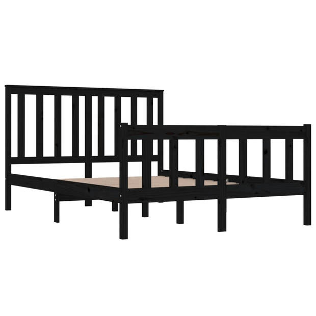 vidaXL Bedframe massief grenenhout zwart 140x190 cm