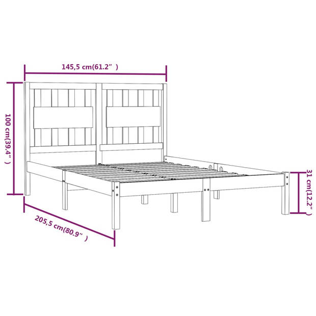 vidaXL Bedframe massief grenenhout wit 140x200 cm