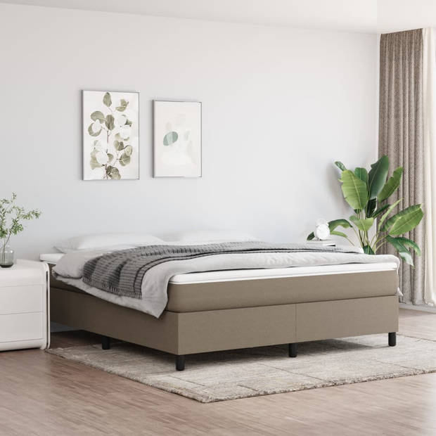 vidaXL Boxspring met matras stof taupe 160x200 cm