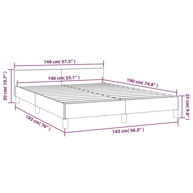 vidaXL Bedframe met hoofdeinde zonder matras 140x190 cm stof blauw