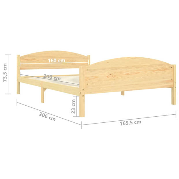 vidaXL Bedframe massief grenenhout 160x200 cm