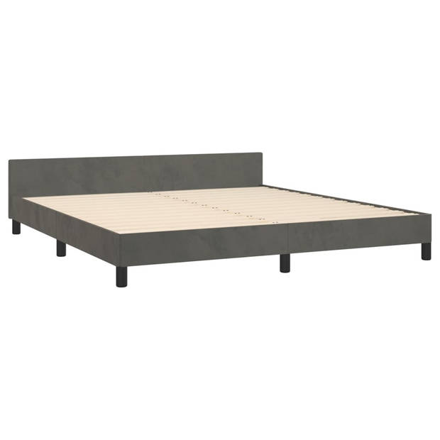 vidaXL Bedframe met hoofdeinde fluweel donkergrijs 180x200 cm