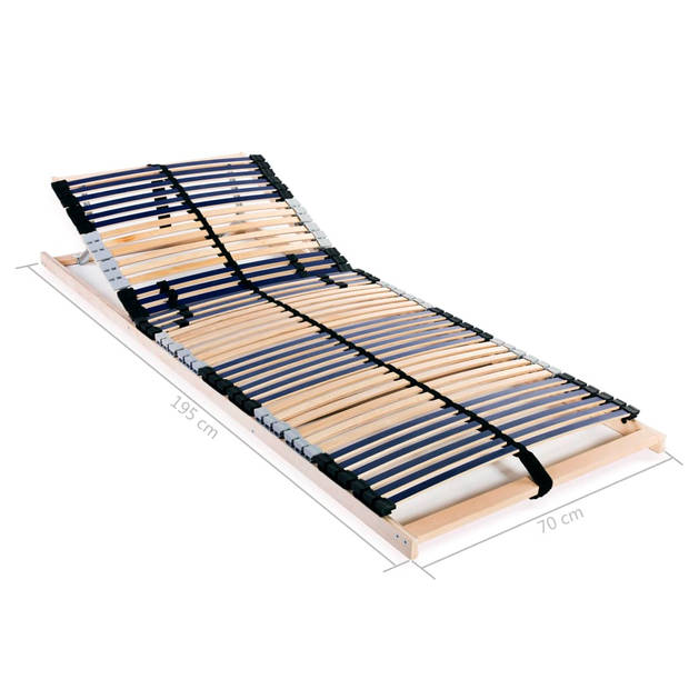 The Living Store Lattenbodem Bed - 195 x 70 x 10 cm - Massief beukenhouten frame - Berkenhouten latten