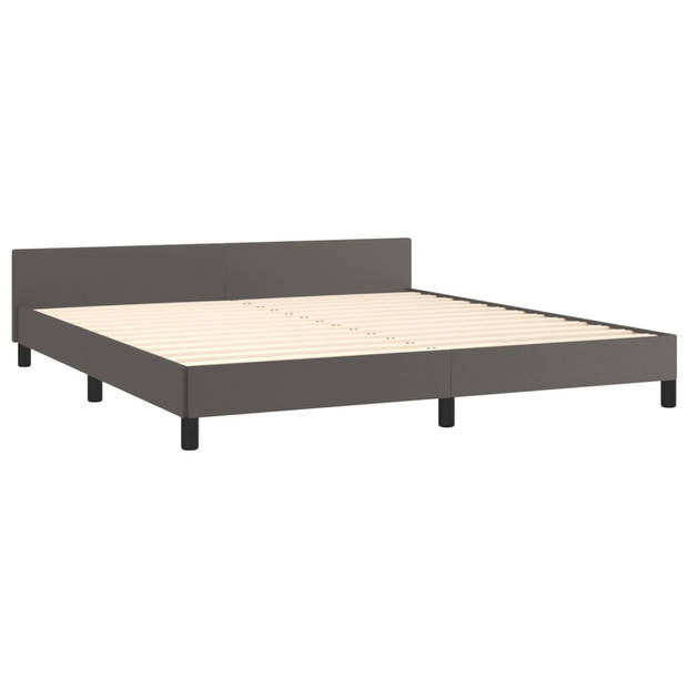 vidaXL Bedframe met hoofdbord kunstleer grijs 160x200 cm