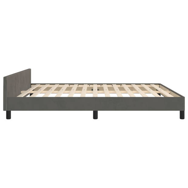 vidaXL Bedframe met hoofdeinde fluweel donkergrijs 180x200 cm