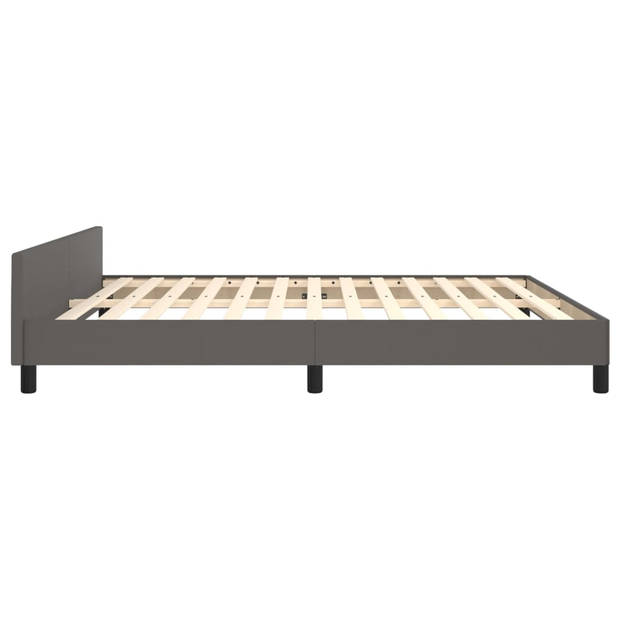 vidaXL Bedframe met hoofdbord kunstleer grijs 160x200 cm