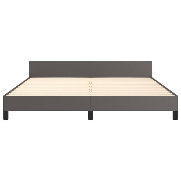 vidaXL Bedframe met hoofdbord kunstleer grijs 160x200 cm