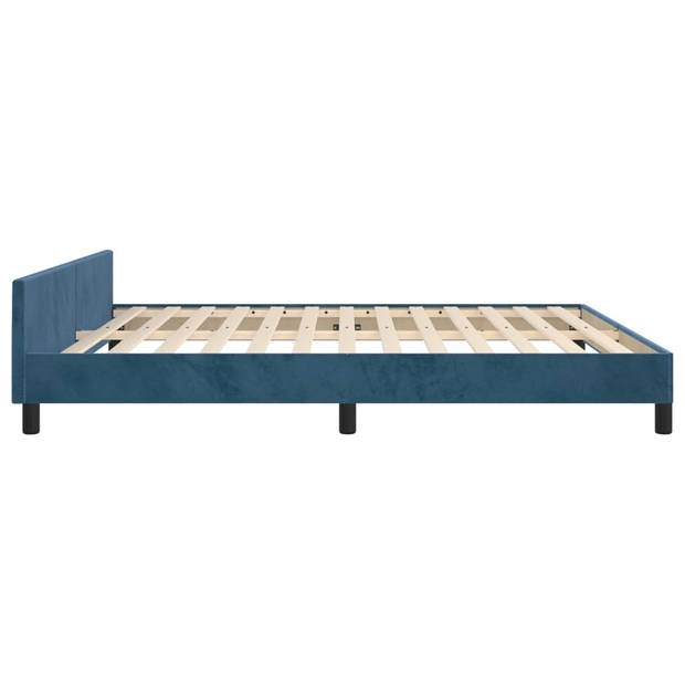 vidaXL Bedframe met hoofdeinde fluweel donkerblauw 180x200 cm