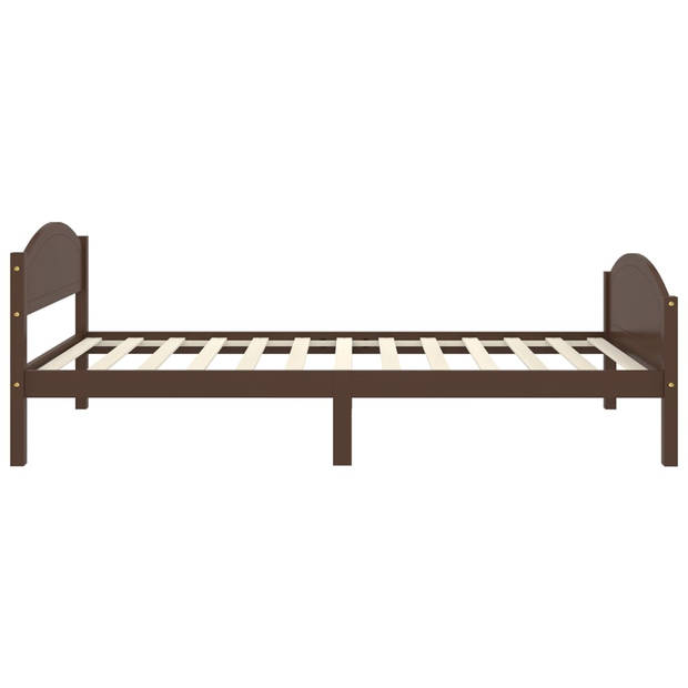 vidaXL Bedframe massief grenenhout donkerbruin 100x200 cm