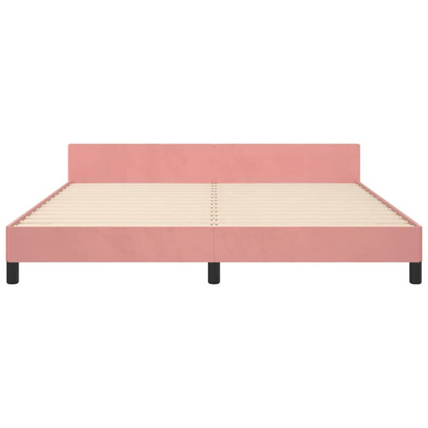 vidaXL Bedframe met hoofdeinde fluweel roze 180x200 cm