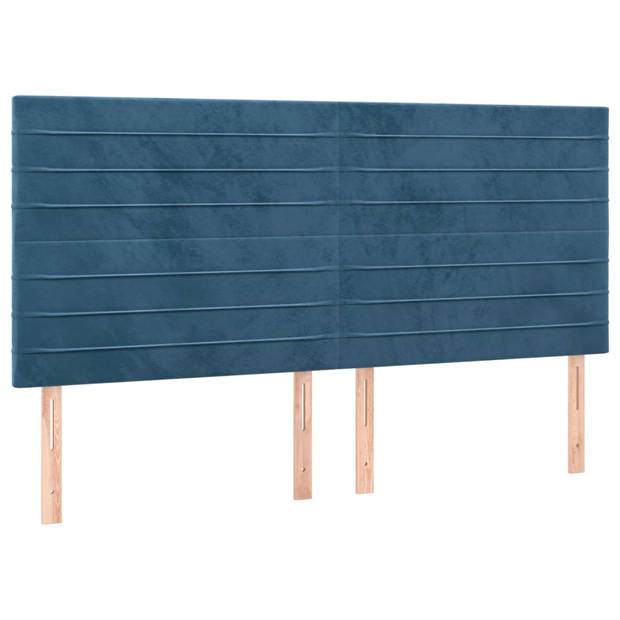 vidaXL Boxspring met matras en LED fluweel donkerblauw 180x200 cm