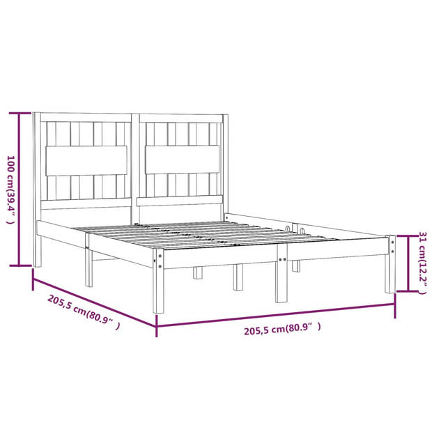 vidaXL Bedframe massief grenenhout 200x200 cm