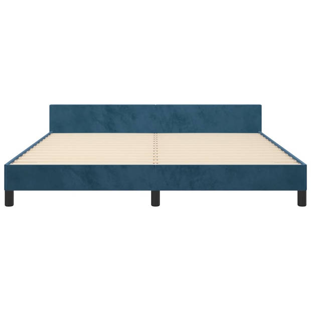 vidaXL Bedframe met hoofdeinde fluweel donkerblauw 180x200 cm