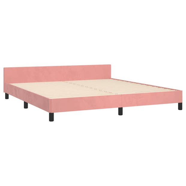 vidaXL Bedframe met hoofdeinde fluweel roze 160x200 cm