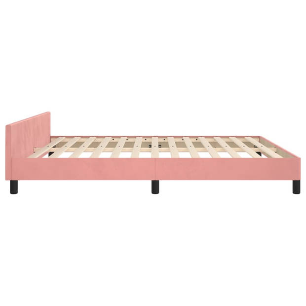 vidaXL Bedframe met hoofdeinde fluweel roze 180x200 cm