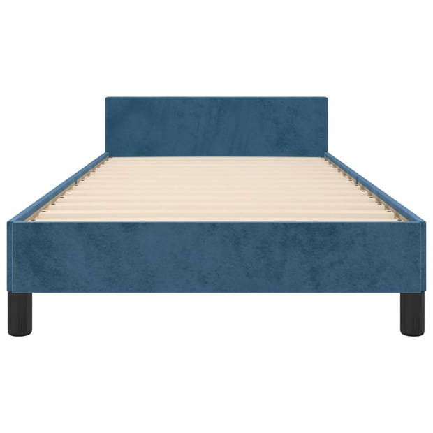 vidaXL Bedframe met hoofdeinde fluweel donkerblauw 90x200 cm